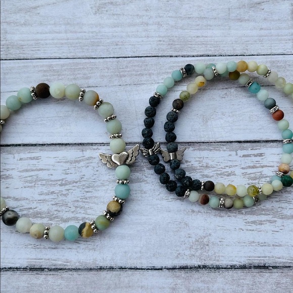 Essential Oil Diffuser Bracelets Amazonite Stack - Picture 5 of 7